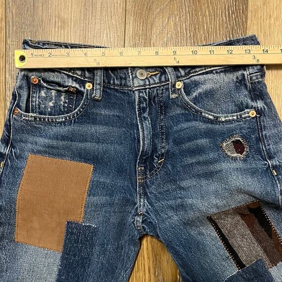 Lucky Brand Lucky Legend Womens Boy Mid Rise Jeans Straight 24R Patchwork Boho - Picture 10 of 11
